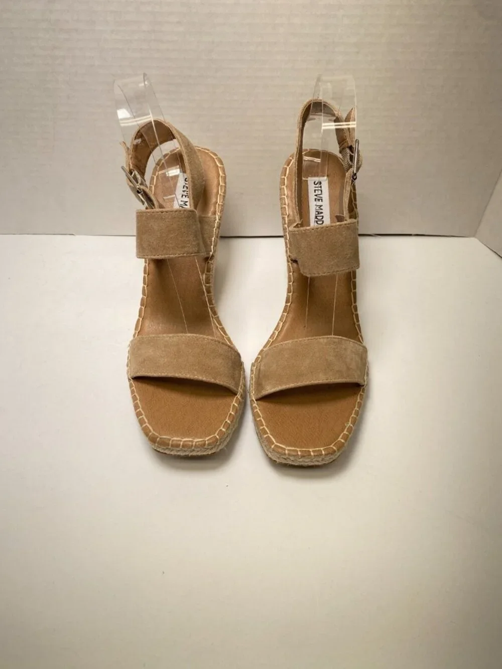 Steve Madden Women's Uri  Tan Strap Buckle Wedge Espadrille Sandal sz 10